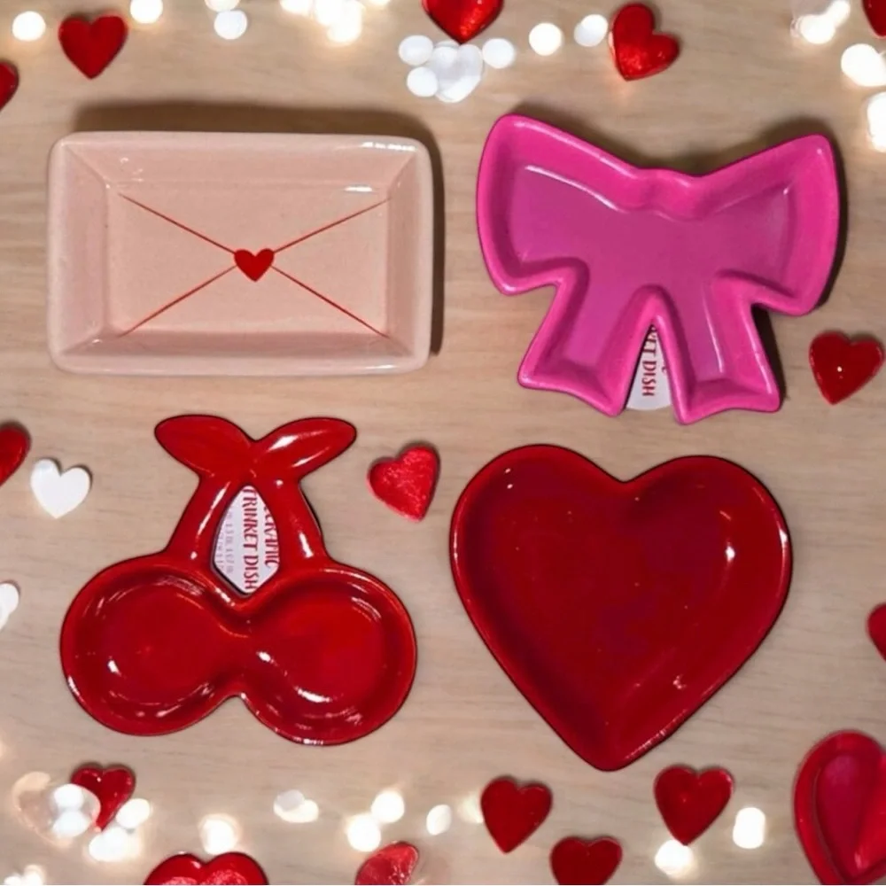 Target Cherry, Hearts and Pink Bow Ceramic Trinket Dish Set
